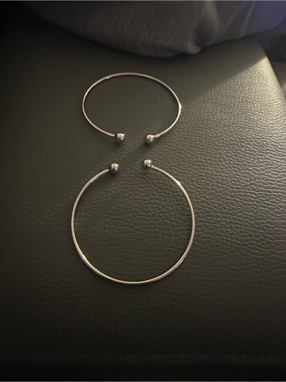Source Unknown Silver Open Cuff Bracelet Set with Ball Ends